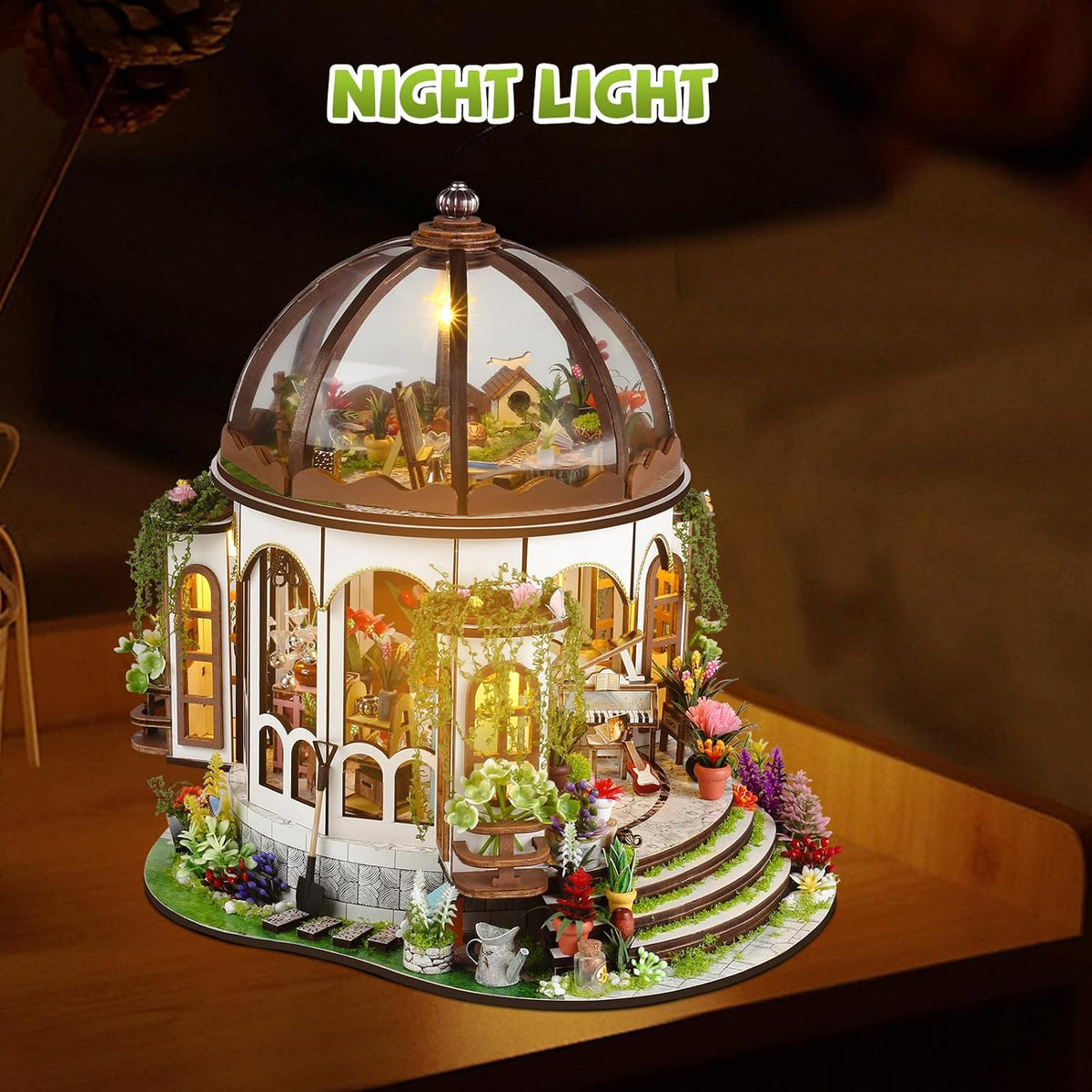 DIY Miniature House Kit, Pet Shop Book Nook Kit with LED Light - Hanging Garden - image 3