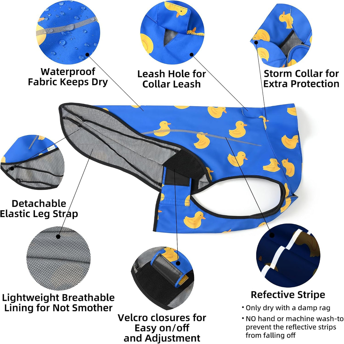 Mile High Life Dog Raincoat - L Chest 32"-40" / Blue Duck - image 2