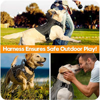Heavy-Duty Tactical Dog Harness for Large Dogs, No Pull Adjustable Reflective Pet Vest with Molle System, K9 Military-Grade Control for Service Training, Outdoor & 10+ Breeds, Gray, Medium