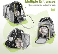 Expandable Cat Backpack,Cat Bubble Backpack Carrier for Carrying Cats, Pets and Small Dogs,Airline-Approved,Designed for Travel, Hiking, Walking,Car （Black