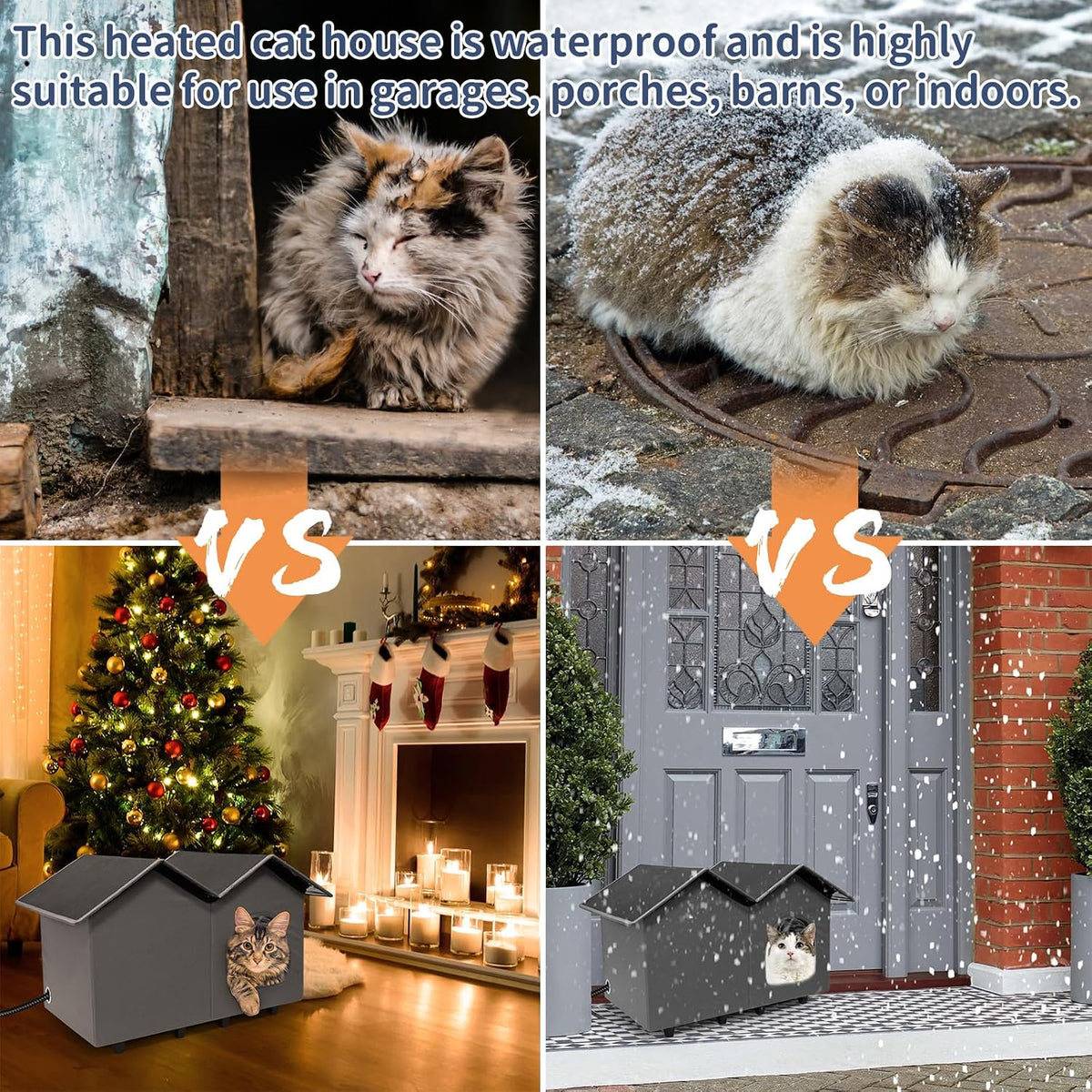 NAMOTEK Elevated Heated Cat Houses for Indoor/Outdoor Cats - L(23" x 13" x 17") - image 3
