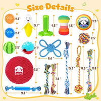 KIPRITII 25 Pack Various Puppy Dog Toys for Teething, Entertainment & Interaction, Puppy Chew Toys Pack with Rope Toy, Treat Balls and Dog Squeaky Toys for Puppies & Small Dogs