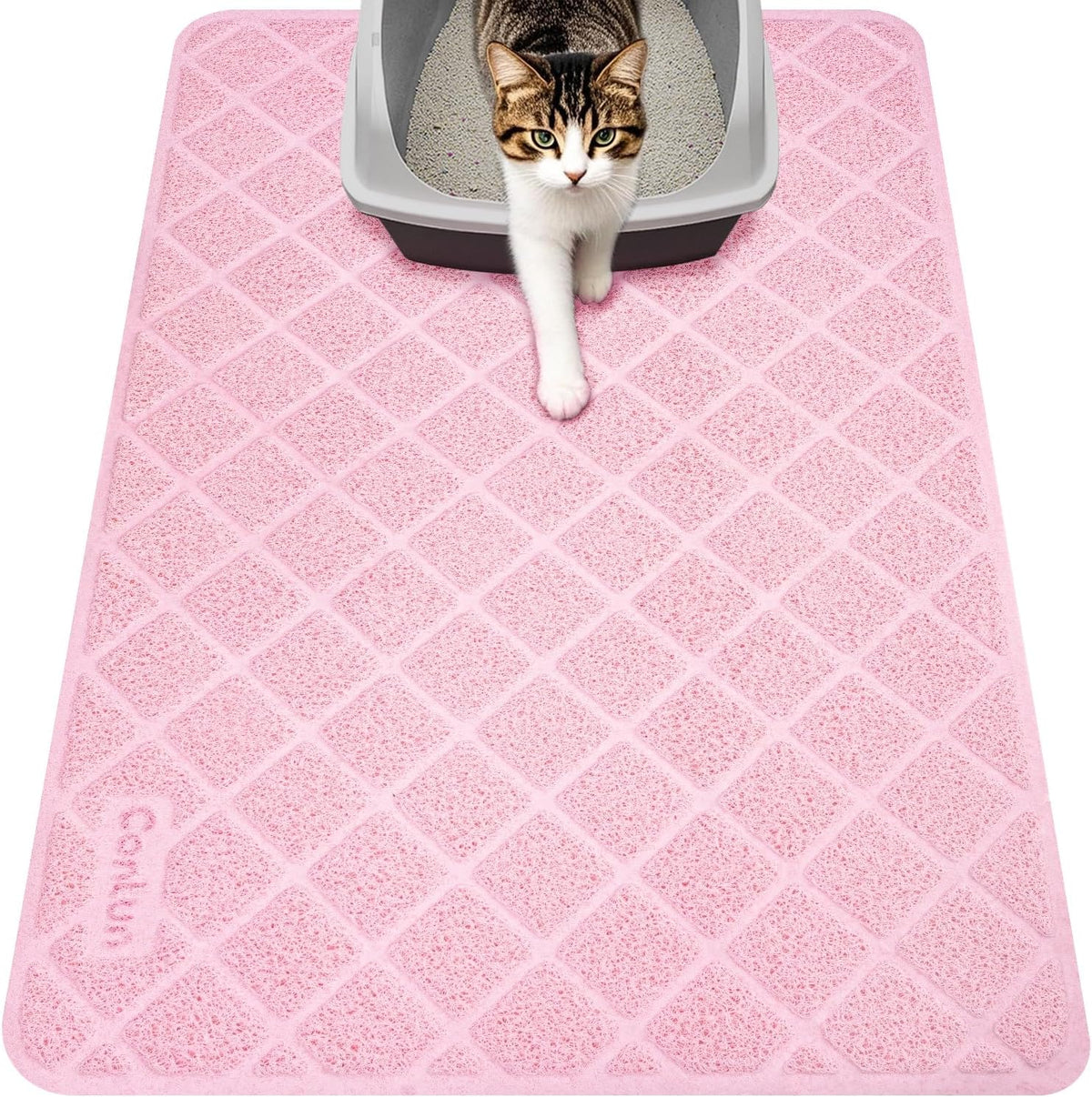 Conlun Cat Litter Mat Litter Trapping Mat - Pink / Large (35" x 23")