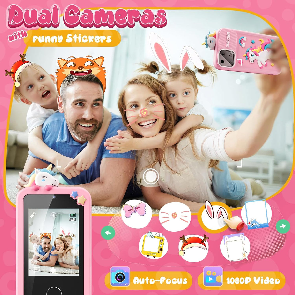 Luyiilo Kids Smart Phone Toys for Boys - Pink - image 3