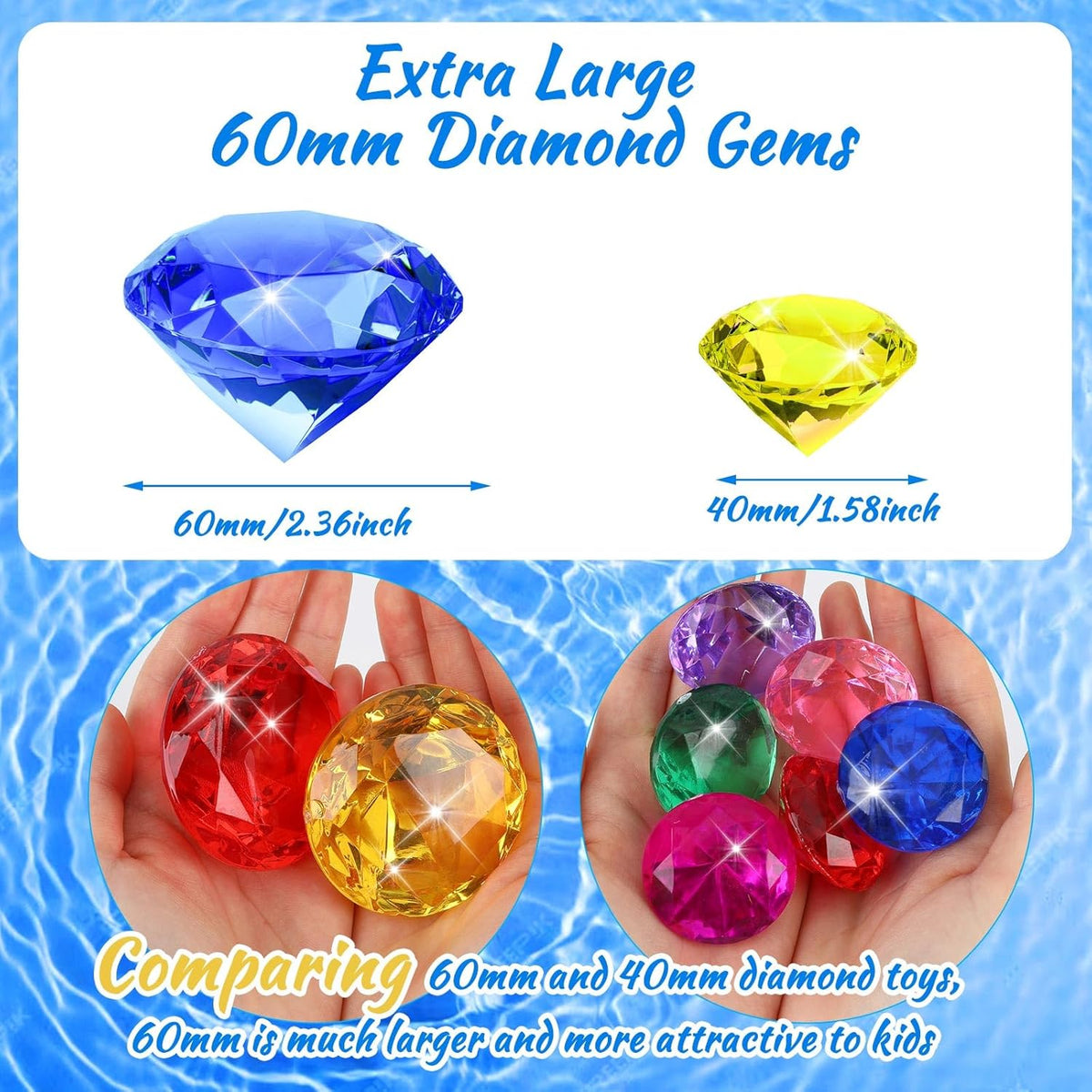 MARFOREVER Extra Large Diving Gem Pool Toys 60MM Extra Big Colorful - Extra Big Gems - image 4