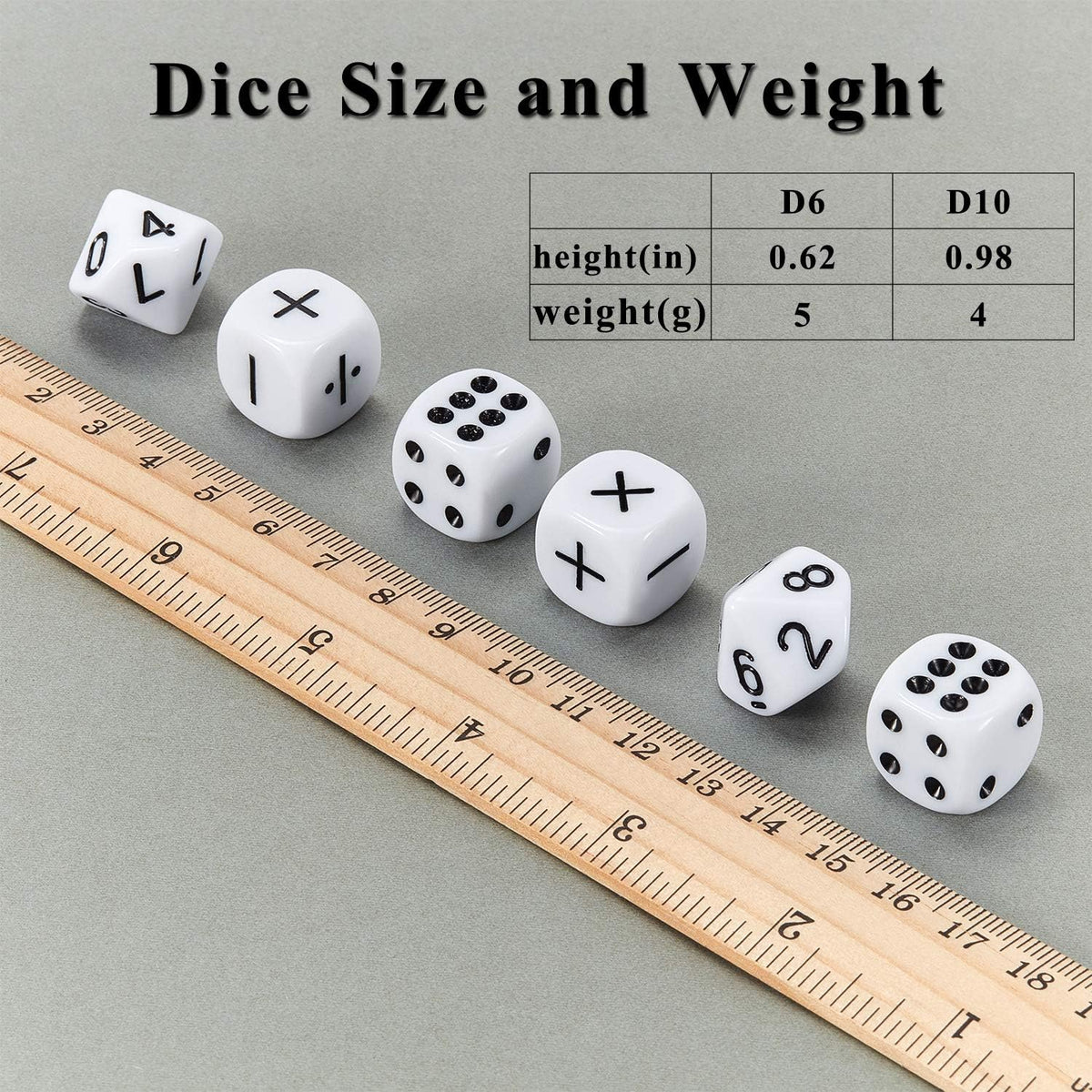 Gejoy math teaching dice set, 18 white and black dot, number and operation dice with bag - view 2