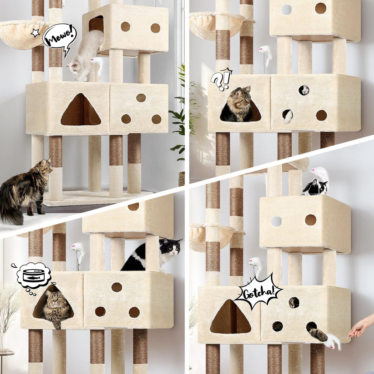 Globlazer Extra Large Cat Tower for Big Cats 20 lbs, F81 - 81 inch / Beige - image 2