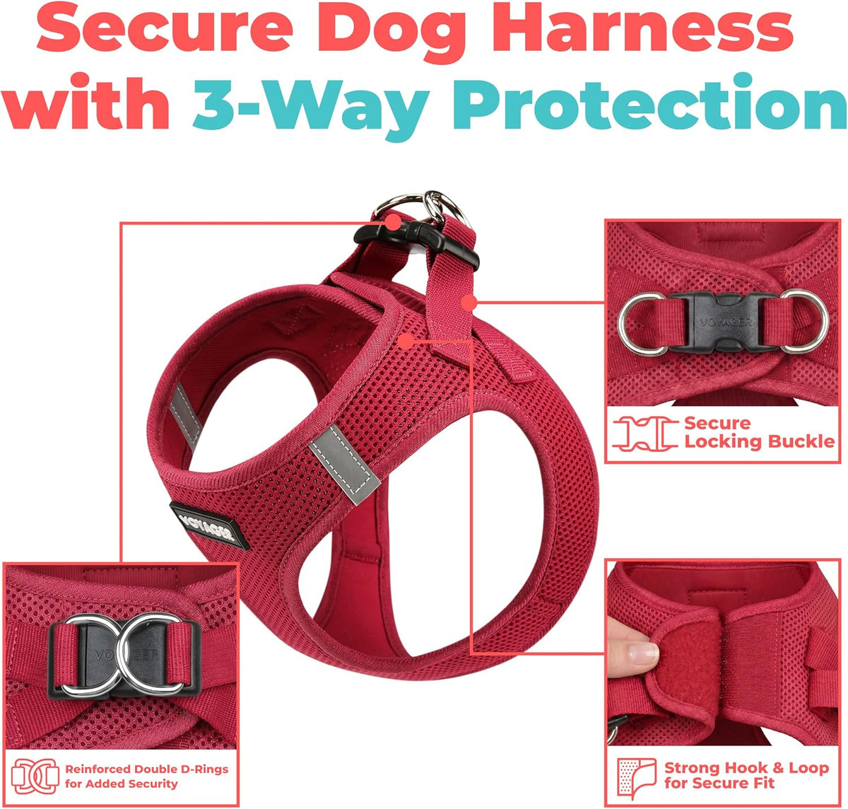 Voyager Step-in Air Dog Vest Harness - Burgundy / S (Chest: 14.5 - 16") - image 2