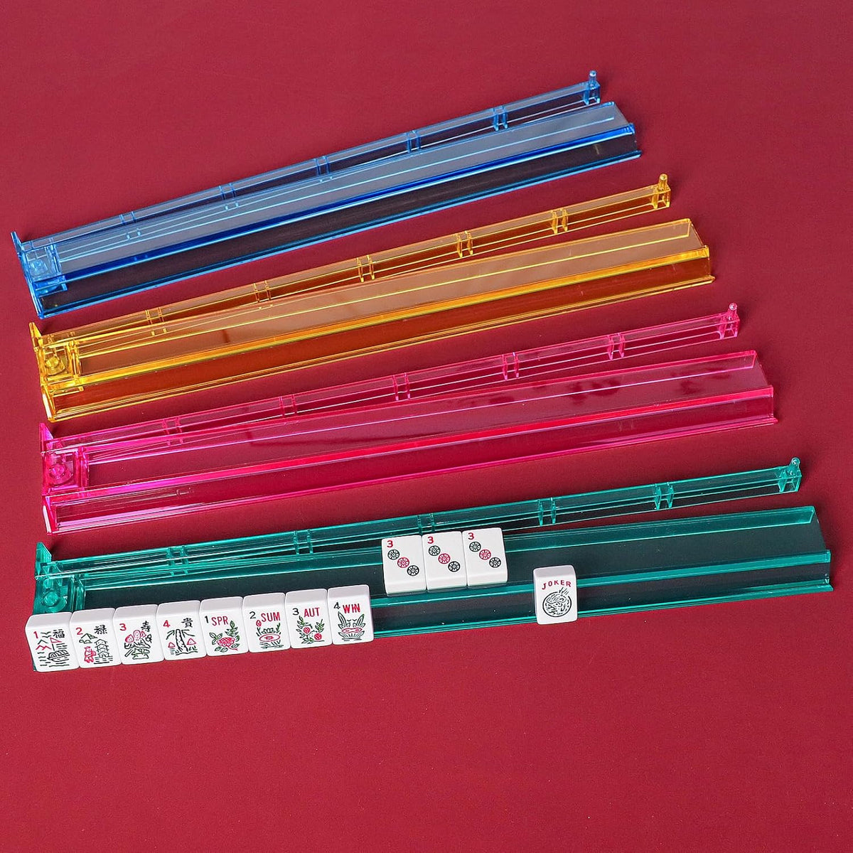 Jongyance American Mahjong Set with Blue Carrying Bag - Red - image 4