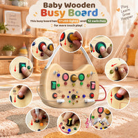UdoUto Montessori Wooden Busy Board for Toddlers with LED Lights - Busy Board - image 2