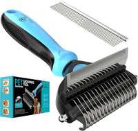 Spring Blossoms-2 in 1 Professional Grooming Rake for Cats - Blue
