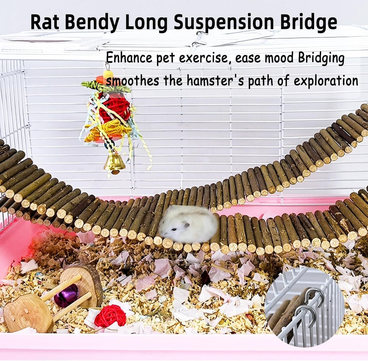 2-Pack Rat Bendy Long Suspension Bridges 19.7 x 2.7 Inch Hamster - 2PCS 19.7x2.7in - image 3