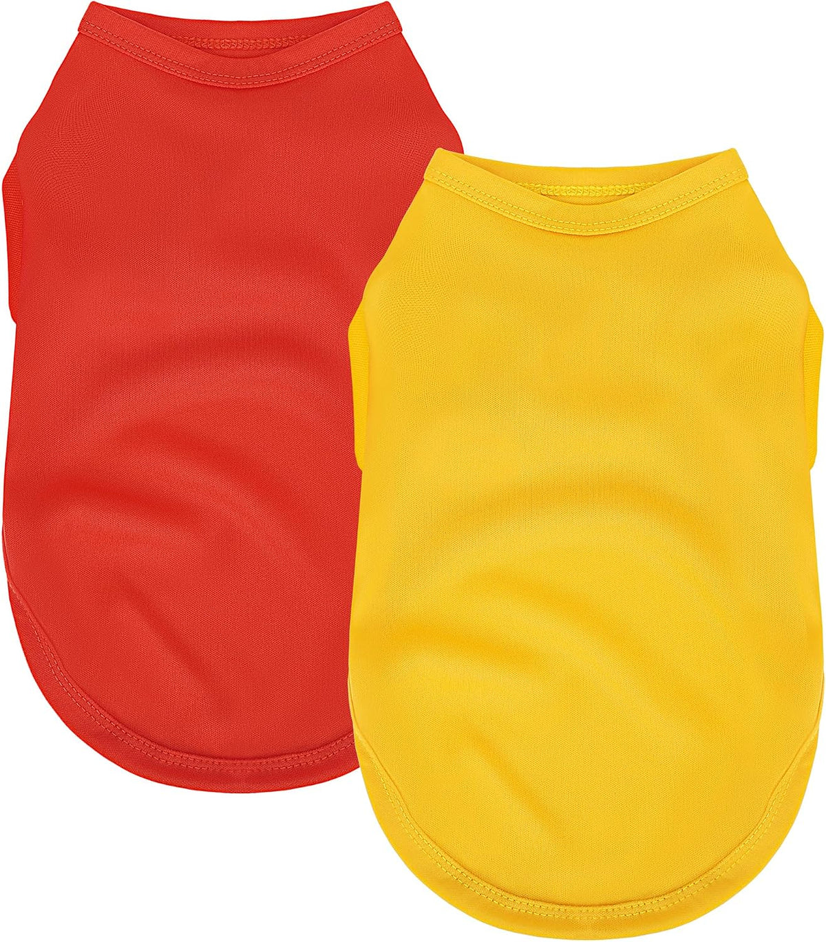 2 Pack Solid Color Dog Shirts, Lightweight, Quick Dry - Orange,Red / M (16'' Chest)