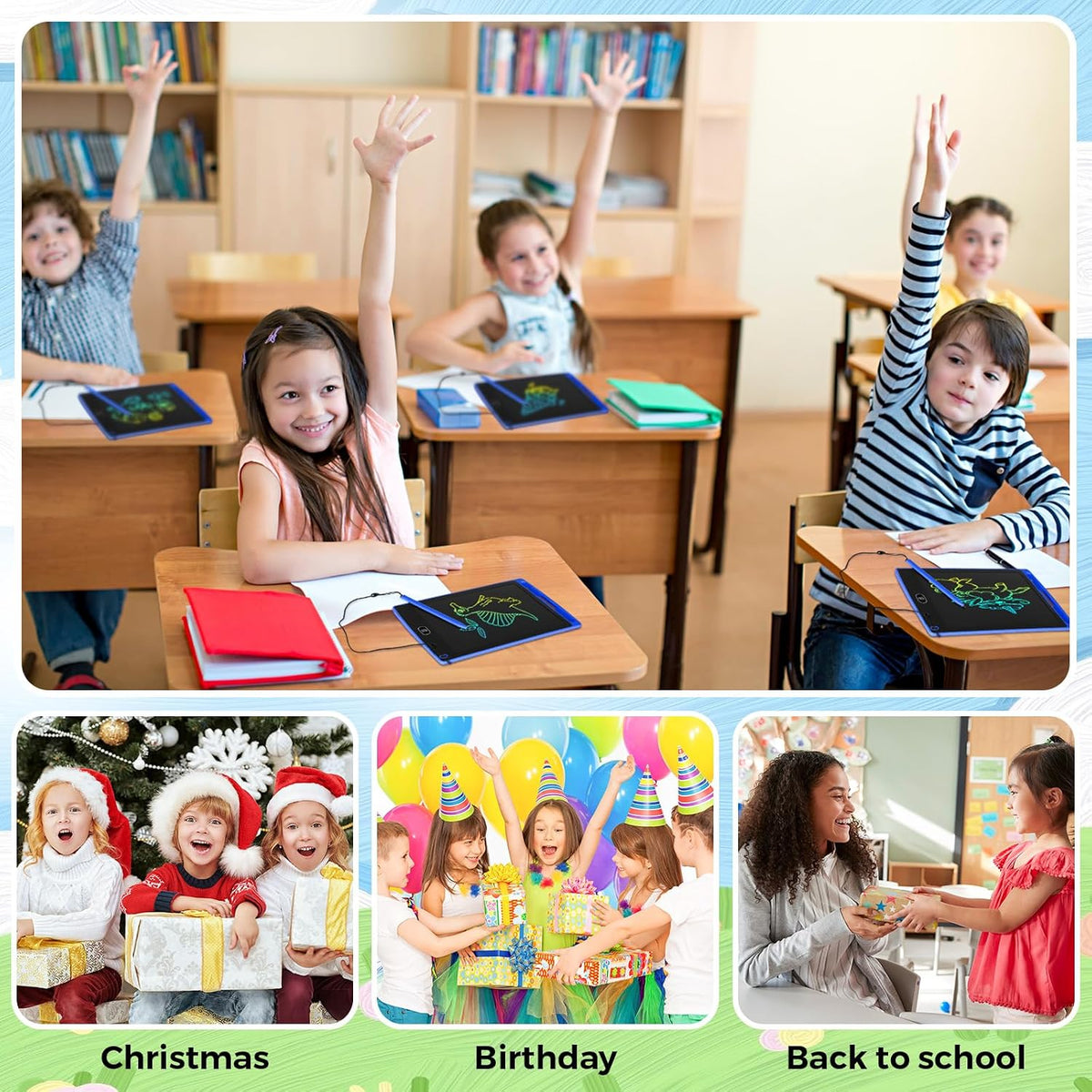 Zhehao LCD writing tablets for kids, 32 colorful 8.5 inch erasable doodle boards - view 13