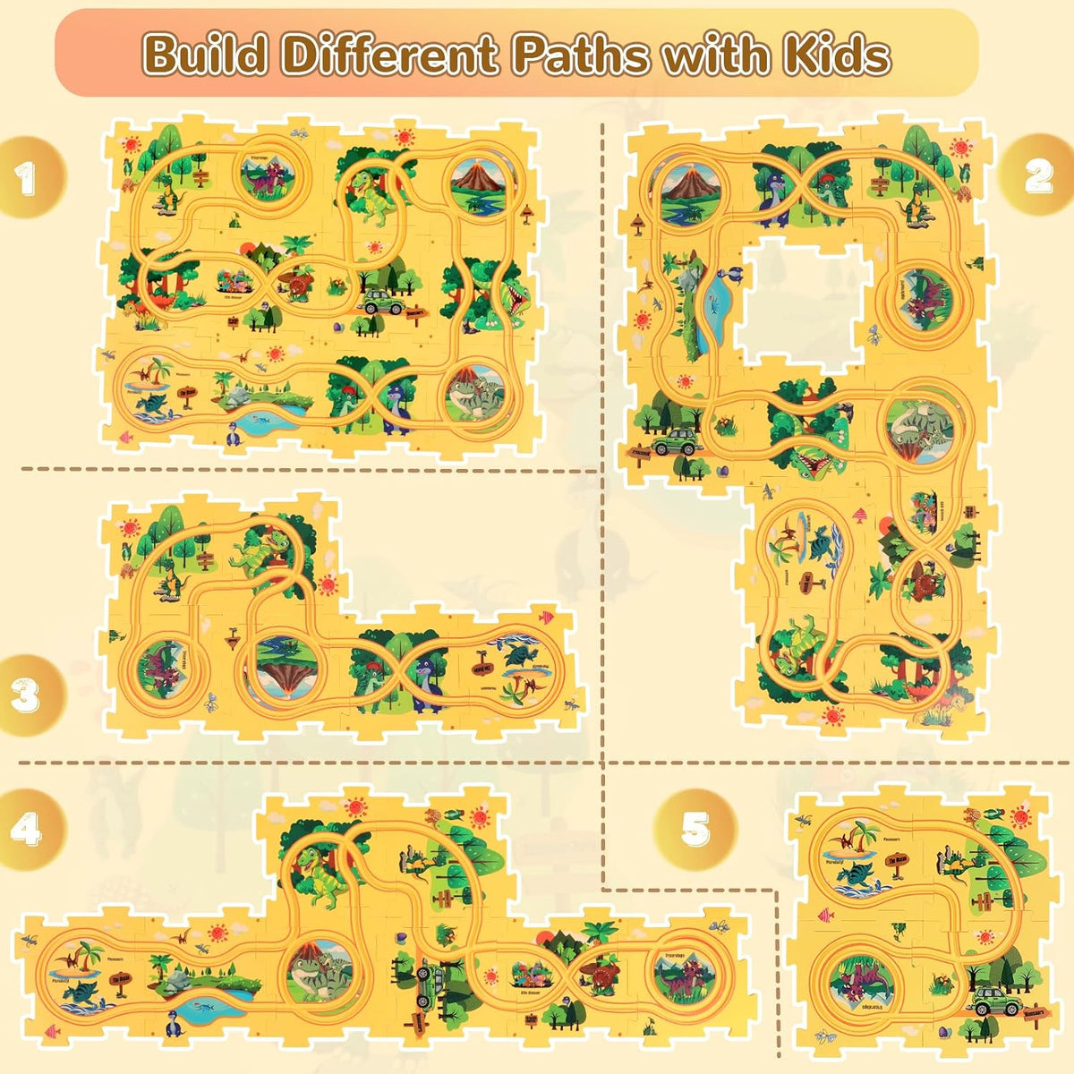Plastic Floor Puzzles for Kids Ages 3-5 - Dinosaur - image 4