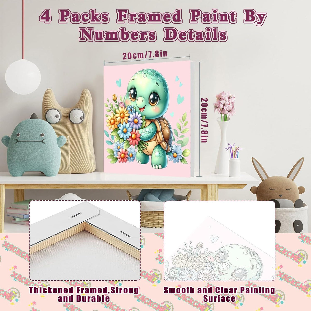 4 Pack Butterfly Paint by Number for kids Wooden Frame - BKH953+BKH954+BKH955+BKH956 - image 2