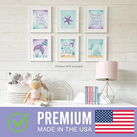 Hadley Designs 6 Mermaid Wall Decor – Reversible Magical Mermaid Wall Art for Nursery & Bathroom, Under the Sea Unframed Ocean-Themed Room Decor Prints for Girls' Bedroom