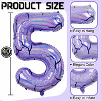 40'' Purple K-pop Number 5 Balloon for Girl 5th Birthday Party - Purple / Number 5 - XXL - image 2