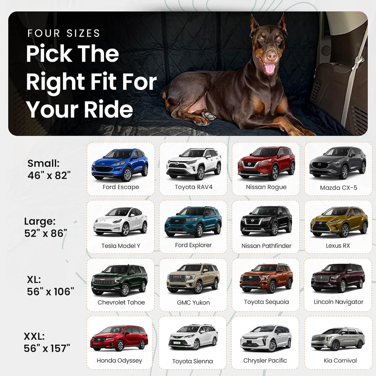 4Knines SUV Cargo Liner for Dogs, Fold Down Seats, Black Large – Essentials for Dogs - Grey / Extra Large - image 2