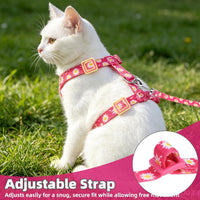 PUPTECK Adjustable Cat Harness and Leash Set Escape Proof Kitten - Medium / Fuchsia(Daisy) - image 3
