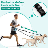 PetAmi Premium Hands Free Dog Leash for 2 Dogs - Turquoise Blue / 2 Leashes - image 2