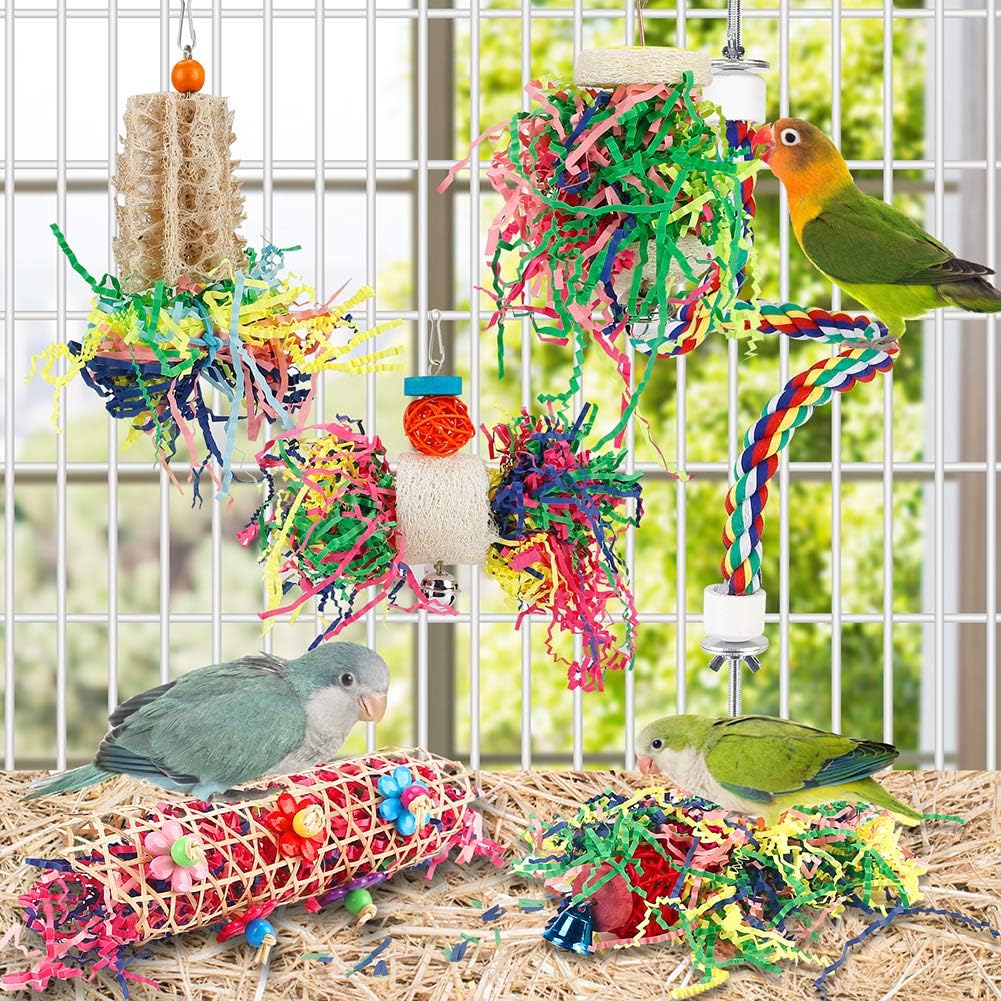Bird Shredding Foraging Toys Parakeet Toy Chewing Hanging Toy - With Rope Perch - image 3