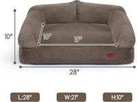 Hollypet Fluffy Plush Dog Cat Pet Couch Soft Calming Sofa Bed for Medium Small Cats and Dogs, Gray, 28"x21"x10"