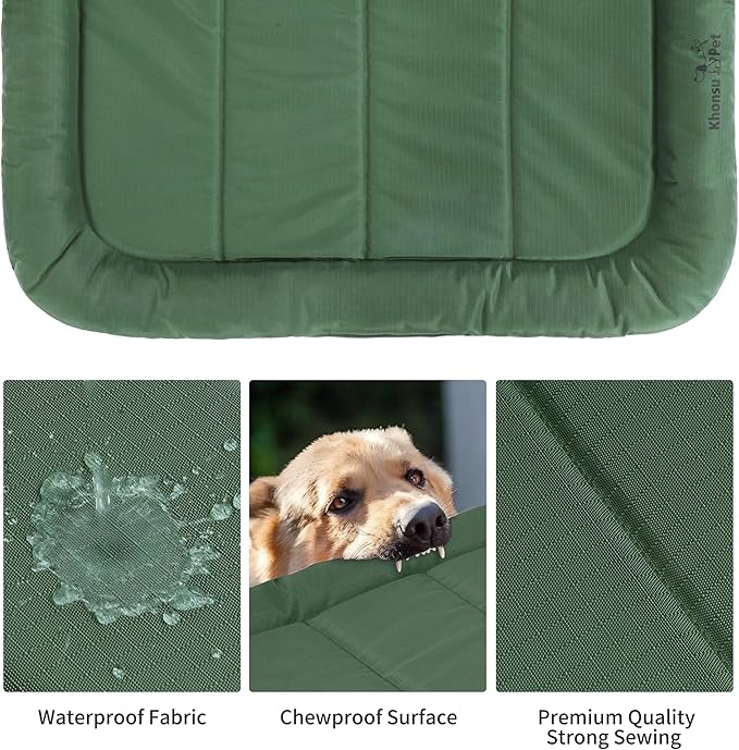KHONSU PET Durable Dog Bed Tough and Tear Proof Dog Crate Bed, 800lbs Tear Strength PVC-Backed Waterproof Ped Bed Mat Indoor & Outdoor Use for Dogs up to 60 lbs