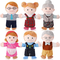 6 Pcs Family Hand Puppets 12 Inch Grandparents, Mom & Dad - 6 Family D