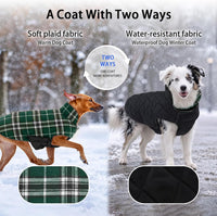 Winter Dog Jackets, Reversible Dog Coat with Leash Hole - Green / 3XL - image 3