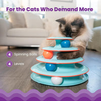 Catstages Tower of Tracks Interactive Cat Toy, 6 Spinning Balls - Blue / One-Size - image 3