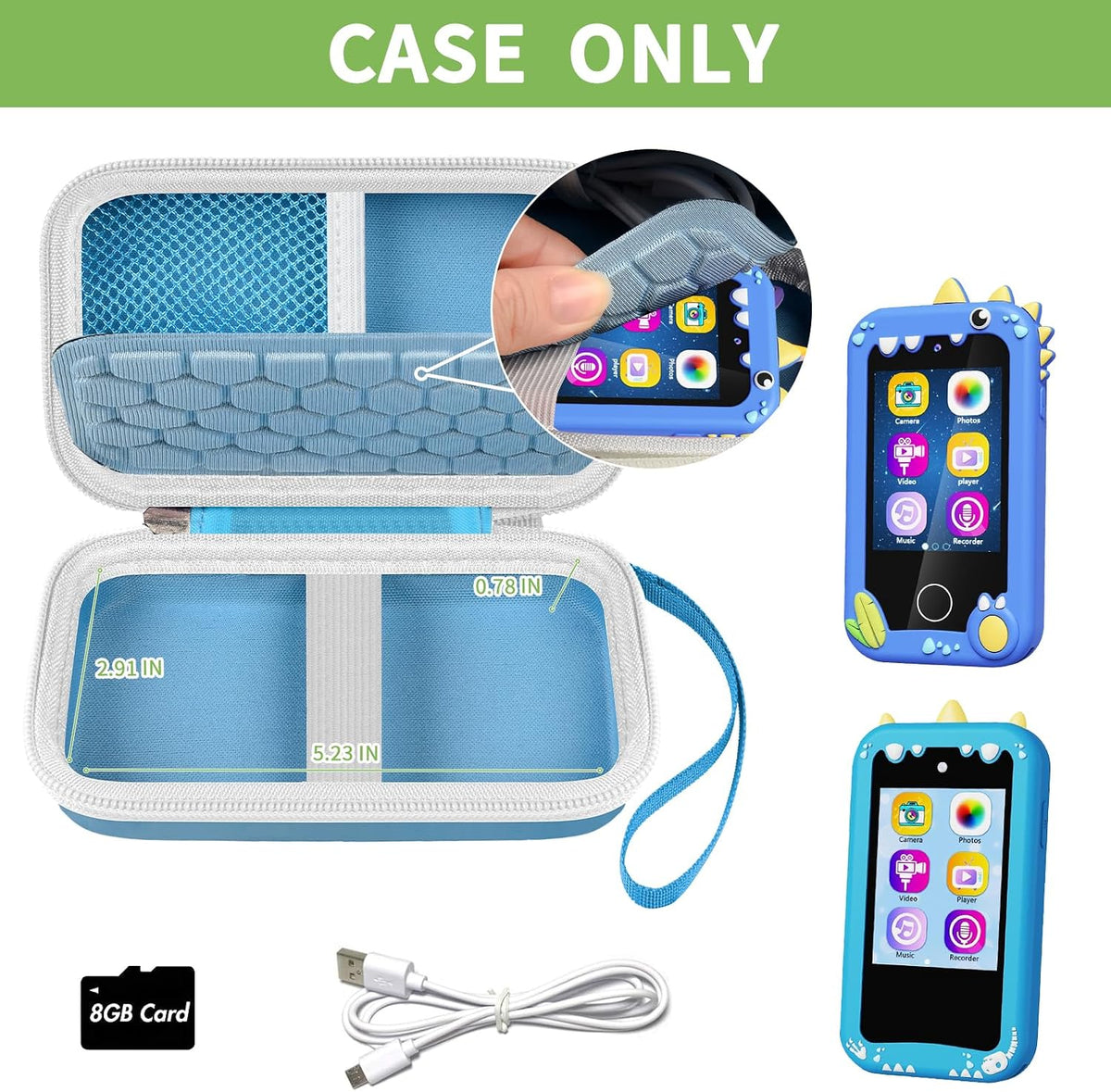 ALKOO kids smartphone case, zip carrying box for kids toy phones and learning cameras - view 14