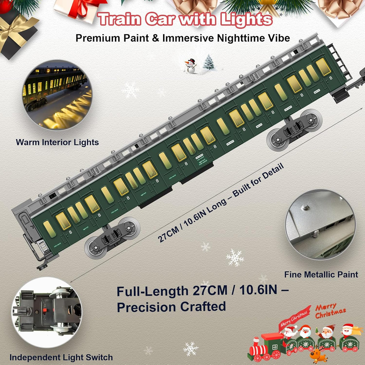Electric Train Sets for Boys Girls Metal Alloy Christmas Trains Toys - Metallic Rc Train Gold - image 3