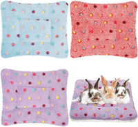 Jetec 3 Pcs Guinea Pig Beds, Fleece Small Animal Mats - Fleece / Dots / Red