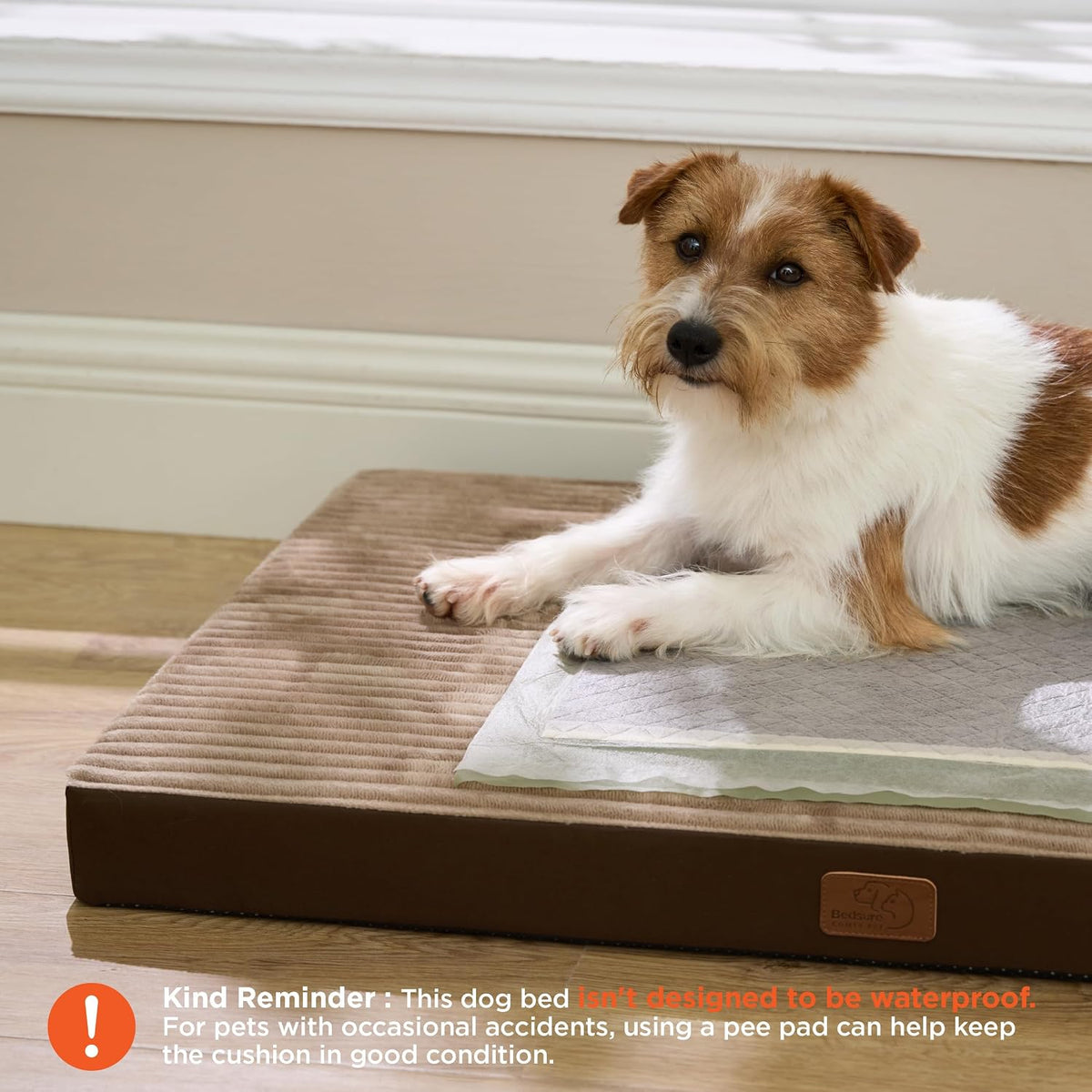 Bedsure ComfyFleece Large Dog Bed for Crate with Washable Cover - 29x18x2.8 / Coffee & Cream - image 2