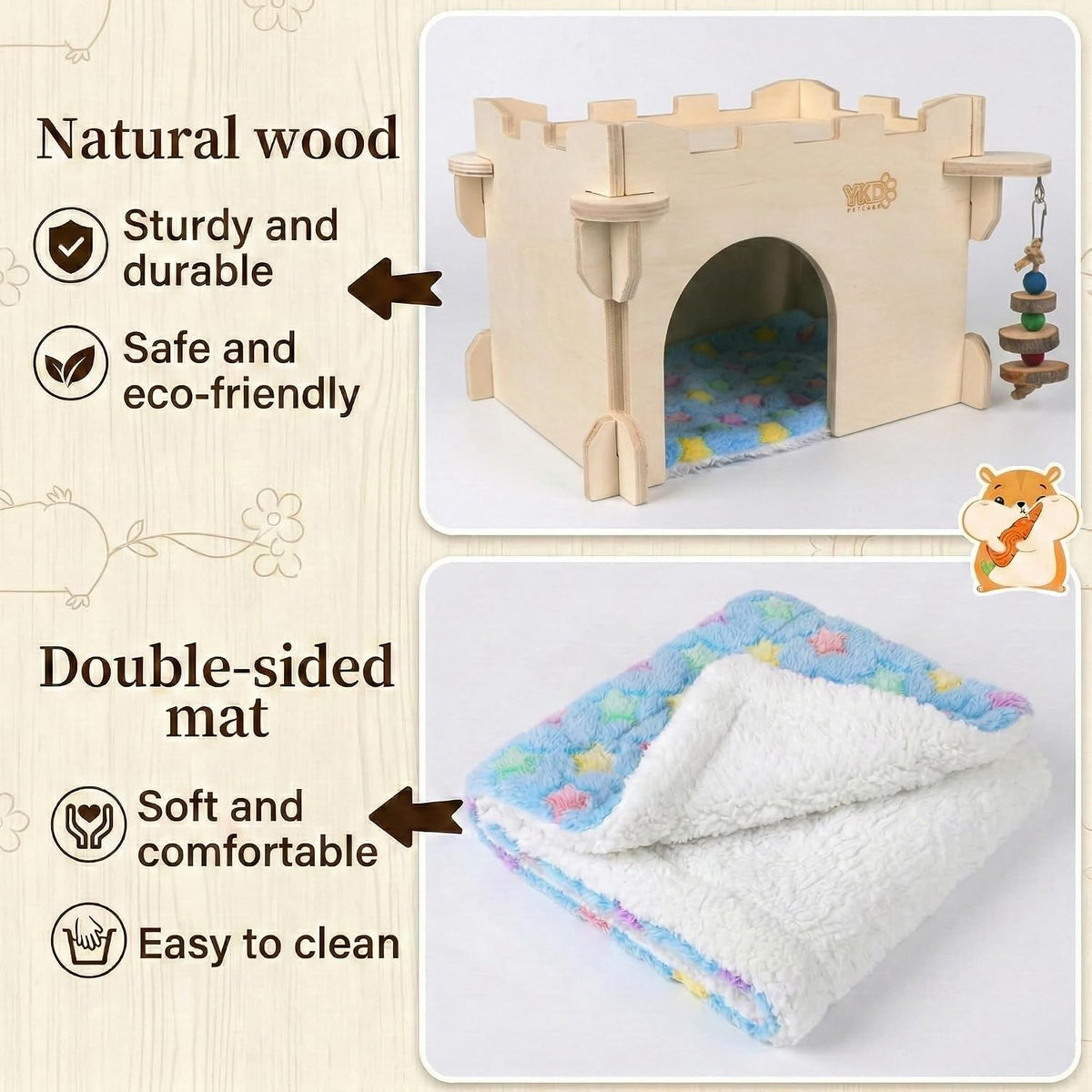 Castle Chinchilla House, Guinea Pig Hideout – Essentials for Small Pets - Medium Assembly Style - image 4
