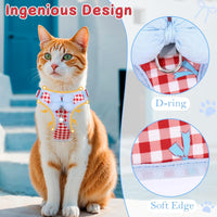 Cat Harness and Leash Set, Escape Proof Soft Vest Walk Pink XS – Essentials for Cats - Red-Plaid / Small - image 3