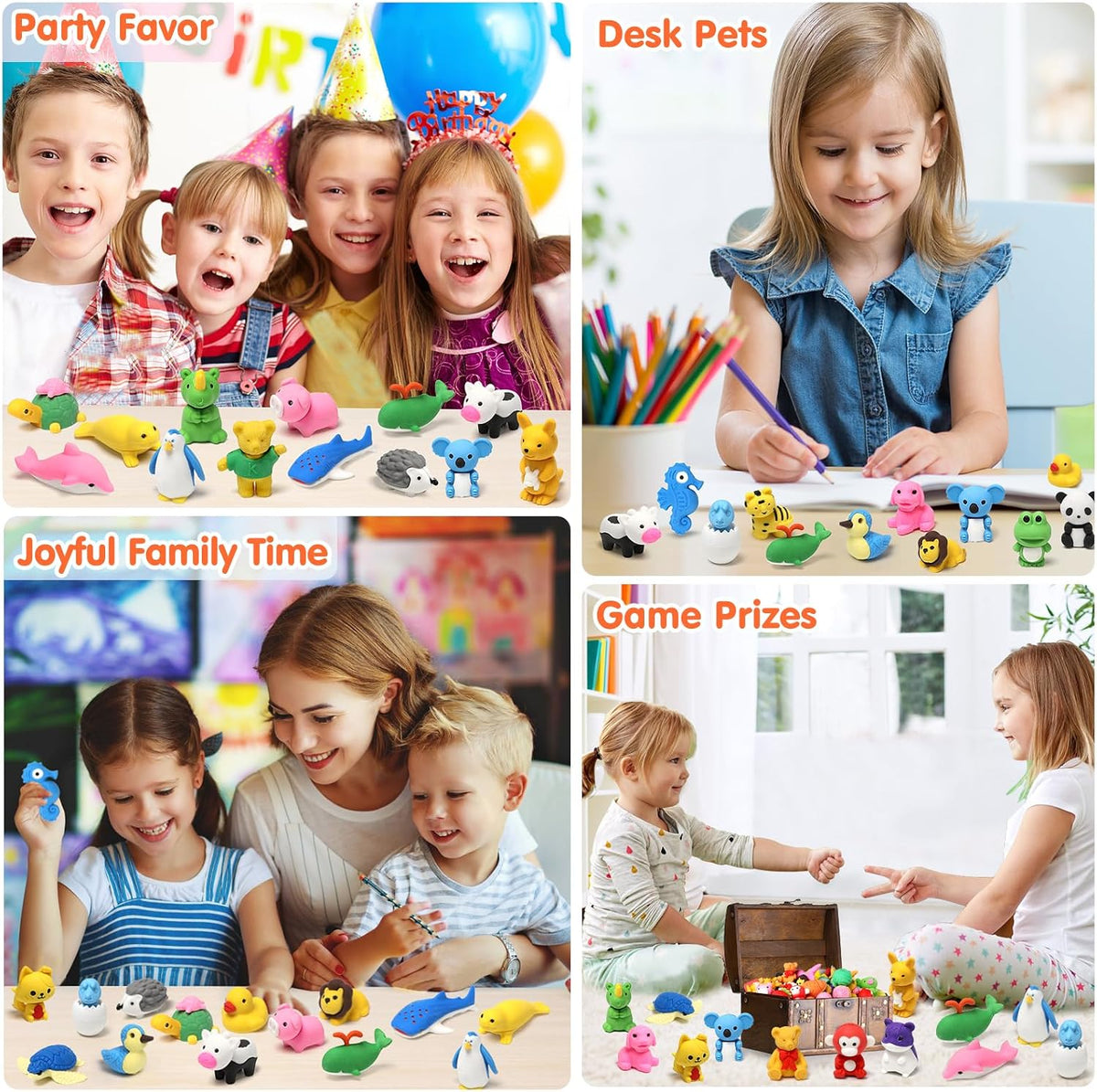 120 Pcs Animal Pencil Erasers, Desk Pets for Treasure Box - 150 - image 4