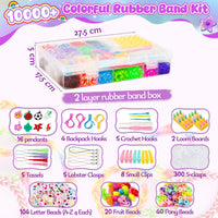 Loom Rubber Band Bracelet Kit, 3000+ 30-Color, Storage Case - Multicolor 10000+ - image 2
