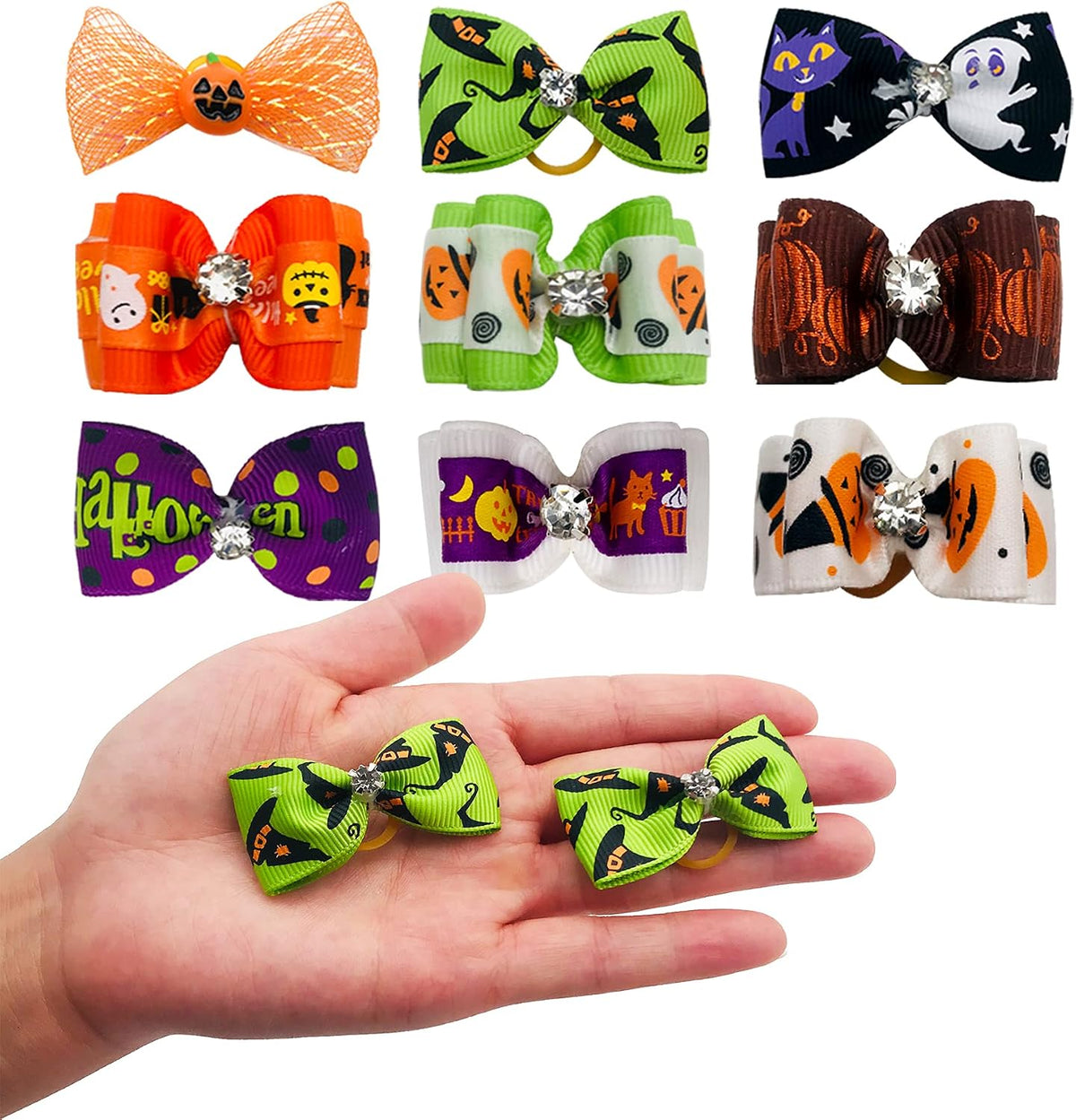 PET SHOW 20pcs Halloween Small Dog Hair Bows with Rubber Bands - 50pcs Halloween - image 2