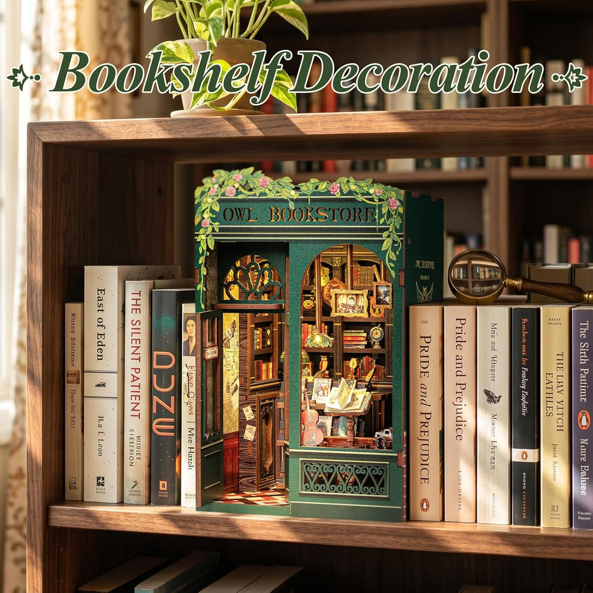 Owl Bookstore Book Nook Kit, 3D Wooden Puzzles with LED - Owl Bookstore - image 3