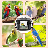 Bird Travel Carrierm, Small Bird Travel Backpack Carrier Cage with Tray and Breathable Clear Window, for Parakeet Cockatiel Budgies, for Camping Hiking (Large-White)