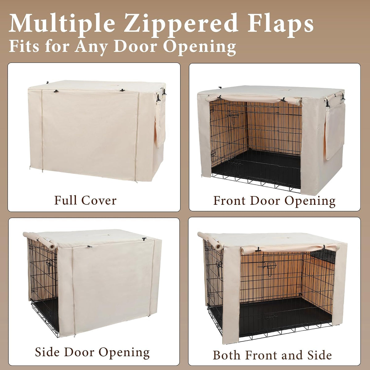 Deblue 36 inch Dog Crate Cover Fit for 36 inch Wire - – Essentials for Dogs - 24.0"L x 18.0"W x 20.0"H / Beige - image 4
