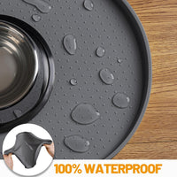 Hubulk 100% Waterproof Silicone Pet Feeding Mat with Raised Edge - Gray / 16"L x 10"W - image 4