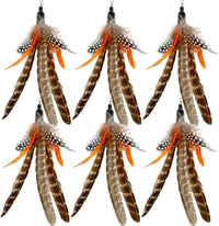 Cat Feather Toys Refills, 6 Pieces Handmade Da Bird Feathers Refill, Cat Wand Replacement Feather - B-6 Pieces Feather Refills