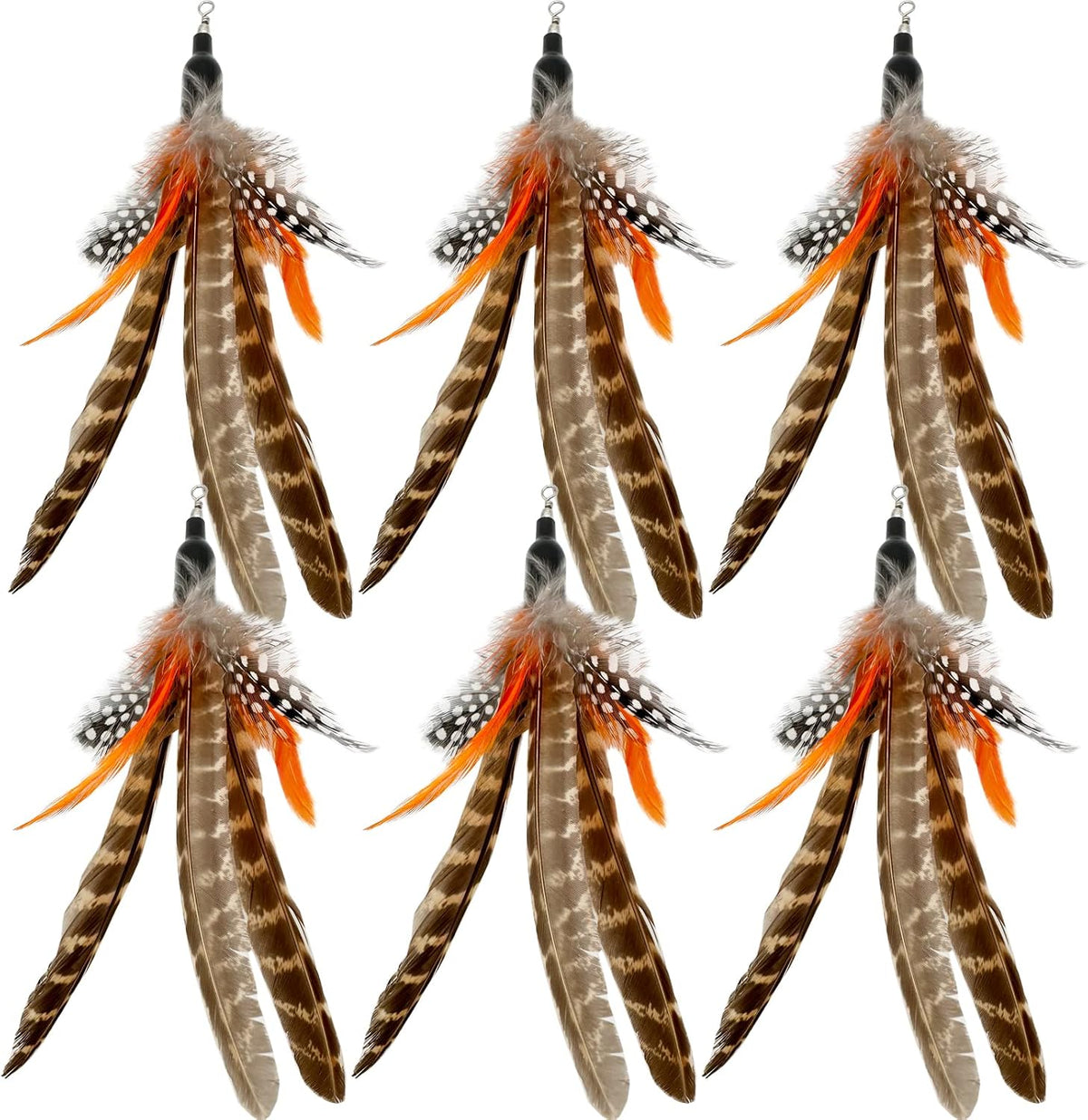 Cat Feather Toys Refills, 6 Pieces Handmade Da Bird Feathers Refill, Cat Wand Replacement Feather - B-6 Pieces Feather Refills