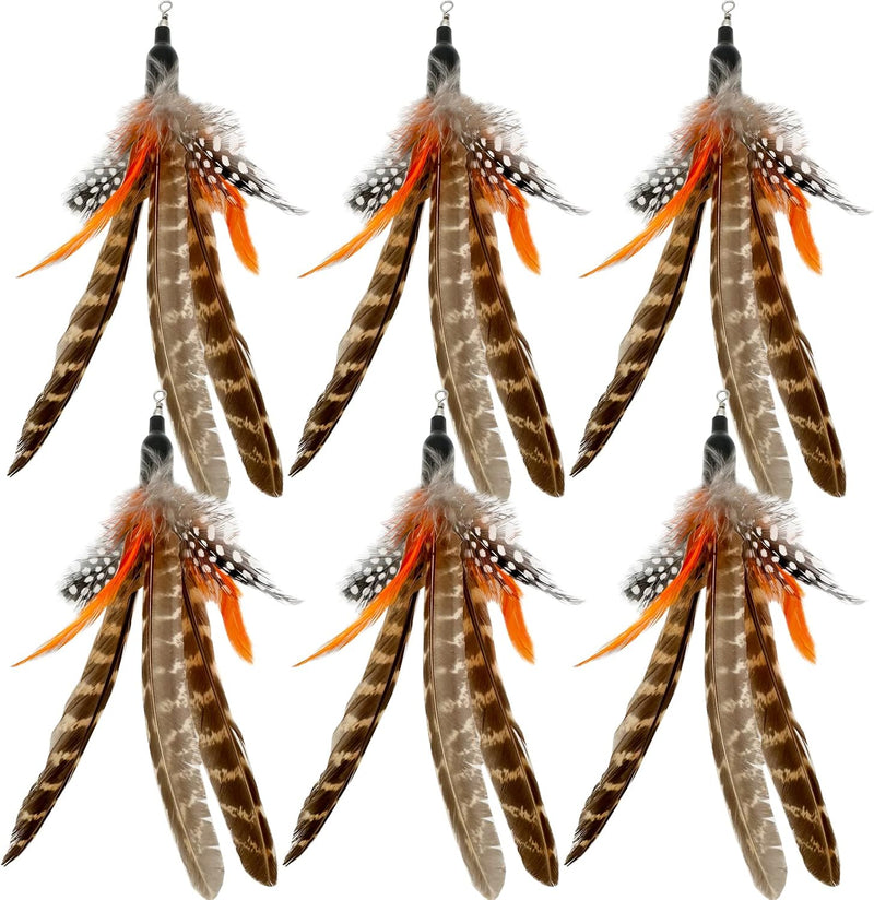 Cat Feather Toys Refills, 6 Pieces Handmade Da Bird Feathers Refill, Cat Wand Replacement Feather - B-6 Pieces Feather Refills