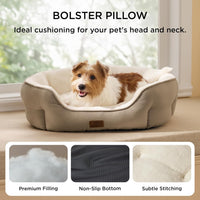 Bedsure Small Dog Bed Washable, Round Cat Beds for Indoor Cats - 28"L x 24"W x 8"Th / Camel - image 2