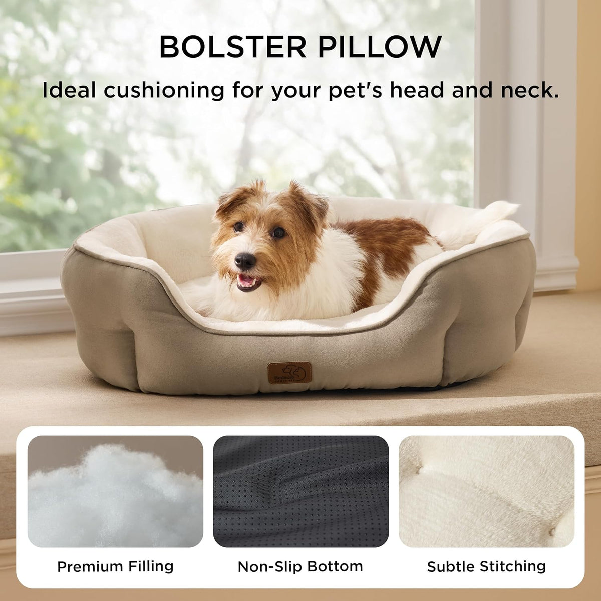 Bedsure Small Dog Bed Washable, Round Cat Beds for Indoor Cats - 28"L x 24"W x 8"Th / Camel - image 2