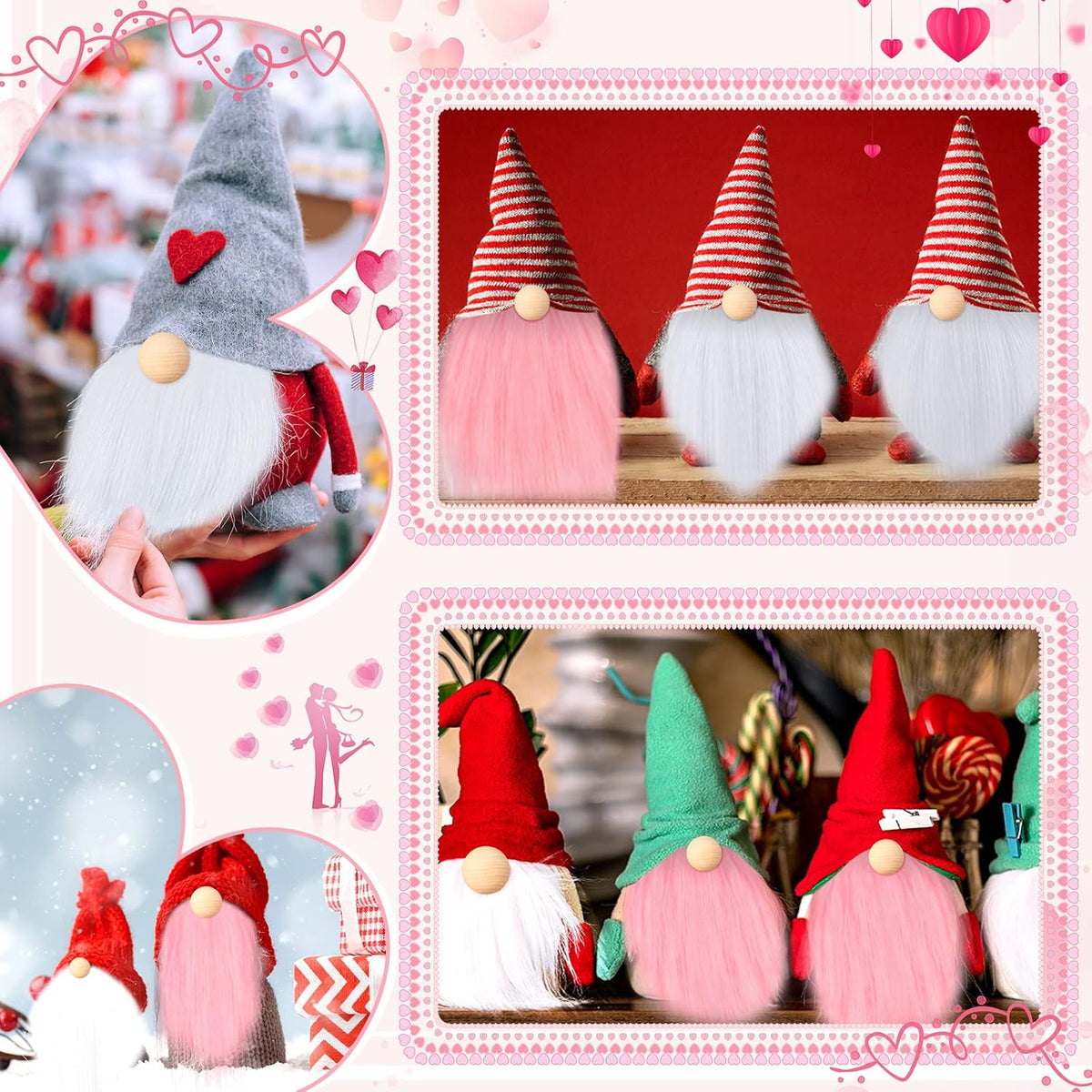Tudomro 45 Pcs Halloween Gnome Beards for Crafting DIY Gnome Beard - Pink, White / 45 - image 4